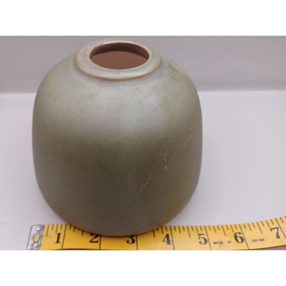 Hand Thrown Earth Green with Brick Red Highlights Jug Shape Vessel Vase - Picture 8 of 11